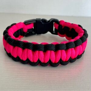 Neon Pink and Black Handmade 8” Paracord Bracelet